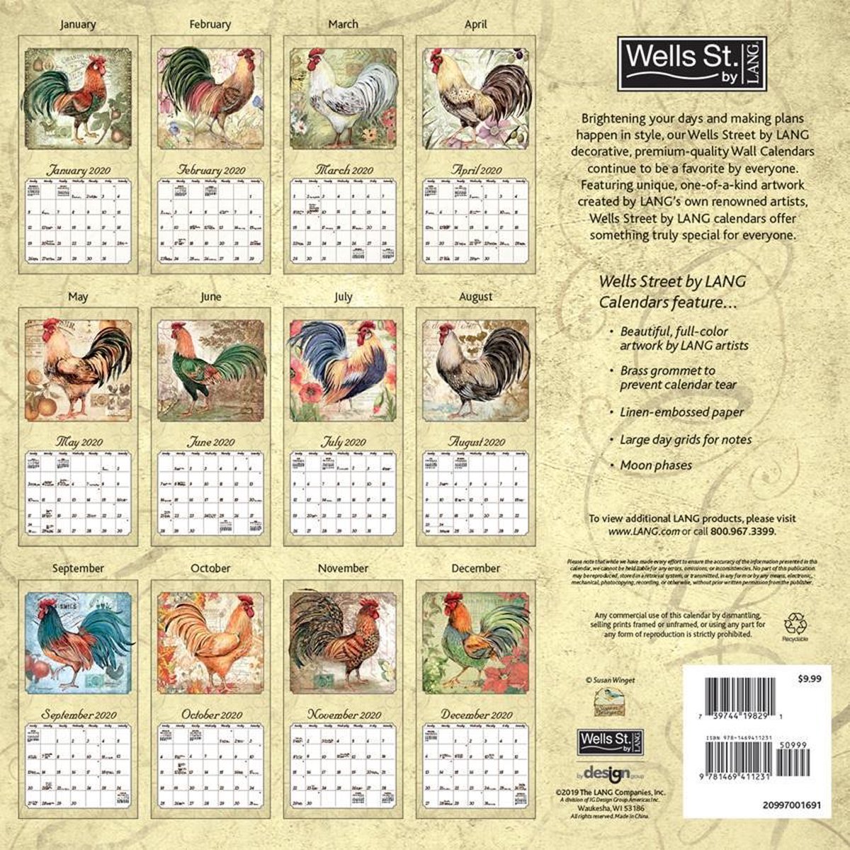 Roosters Kalender 2020 Wells St. by Lang