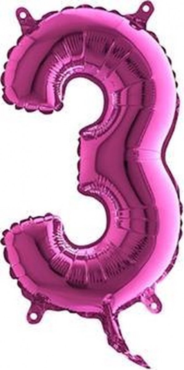 Folieballon - numbers - 14" - Fuchsia - 3