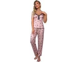 Pyama Dames Volwassenen - Dames Pyjama Set - Nachtkleding Dames - Roze - Maat L - Lange Broek - LUNAR