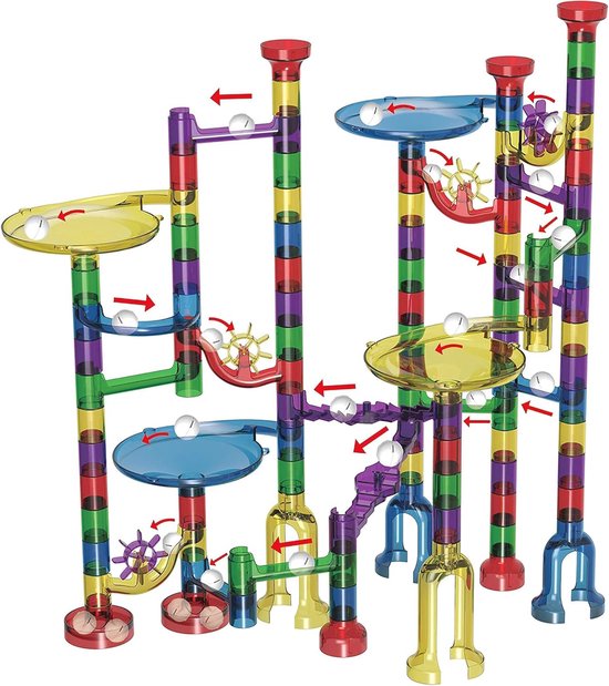 Educatieve Knikkerbaan Set voor Kinderen - 152 Stuks met Helder ABS-Plastic en Knikkers