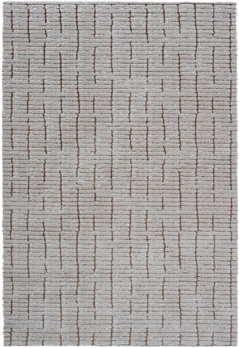 Rugsman Kyoto 014.0002.6212 Vloerkleed - 133 x 195 cm - Ivoor - Rechthoekig - Polyester - Woonkamer - Geometrisch - Shaggy - Hoogpolig, Modern