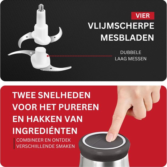 White-Label® Elektrische Groentesnijder Multifunctioneel - Vleesmolen - Gehaktmolen - Uiensnijder - Zilver — afbeelding 5