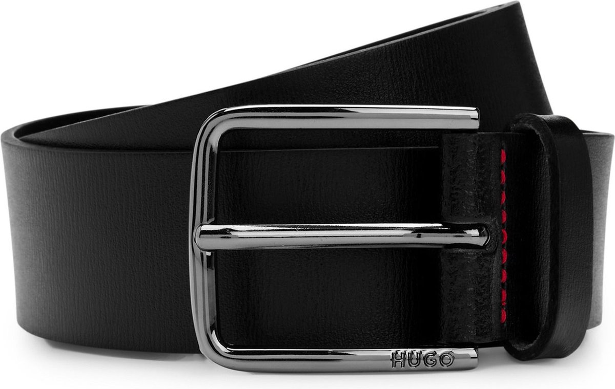 HUGO Leren Riem Gerik Sz35 Leather Belt W120 Black Zwart