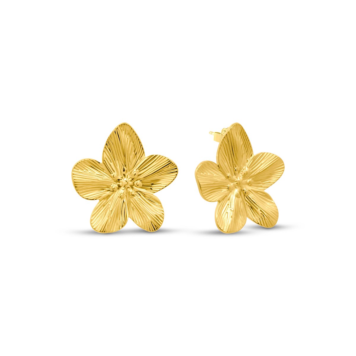 MIASOPHIA 4-MS22094 Stalen bloemen oorsteker - 30x27mm - Goudkleurige plating