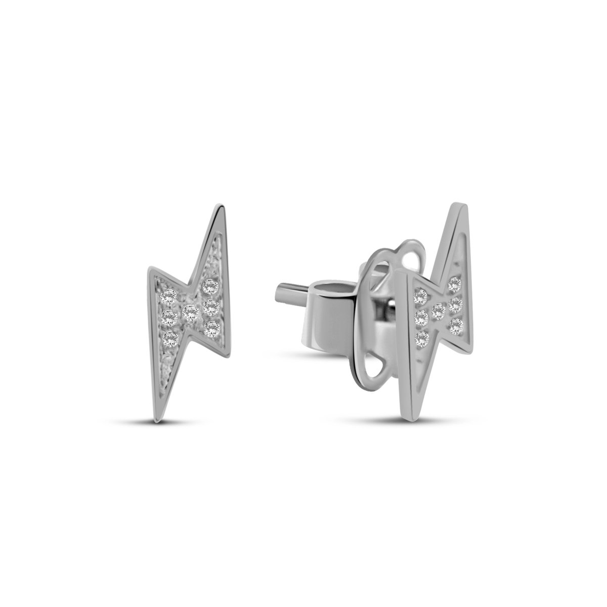 MIASOPHIA 4-MS22105 Stalen oorsteker - 13mm - Zilverkleurige plating en zirkonia
