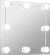 Miroir mural avec lampes LED verre carré