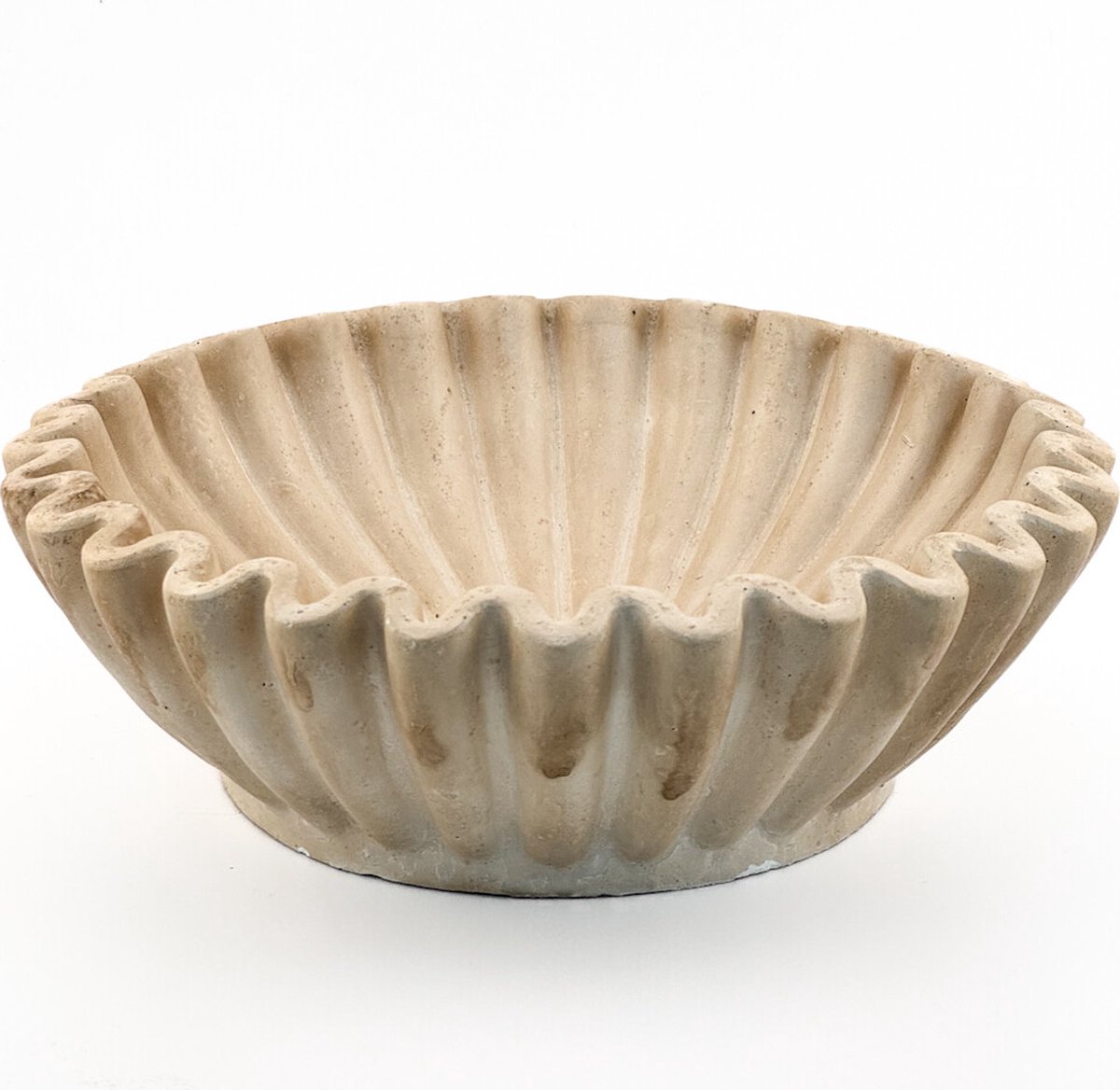 HomeBound by KY | Aardewerk tray ribbel beige | decoratieve schaal | tray ribbel