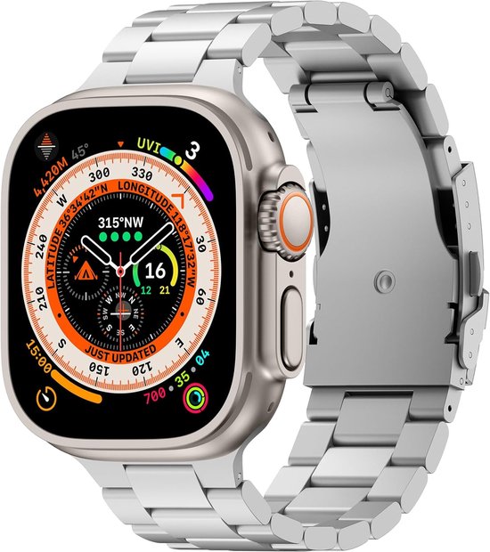 Bracelet réglable en métal titane FFO2World – Argent – ​​Design Classique , ultraléger et hypoallergénique, avec fermoir de sécurité. Compatible avec Apple Watch 49 mm, 46 mm, 45 mm, 44 mm, 42 mm (série 1/2/3), iWatch SE, série 10-1, Ultra 1/2