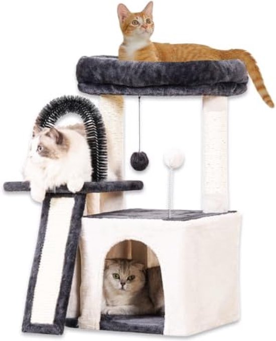 Foto: Krabpaal voor katten kattenboom krabpaal plafond kattenhuis 5 laag hoogte verstelbare 43 x 40 x 215 275 cm hout