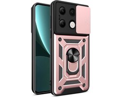 MobyDefend Hoesje - Geschikt voor Xiaomi Redmi Note 13 4G - Pantsercase Met Draaibare Ring - Rosé