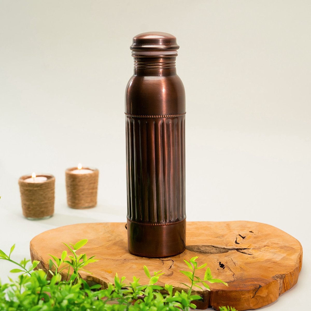 Puur Koperen Waterfles Dot Lining Antique ± 1 liter
