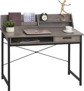 Bureau - Compact - Table à écrire - Bureau d'ordinateur - Table de bureau - Espace de rangement - Design industriel - 106 x 53 x 95cm - Zwart