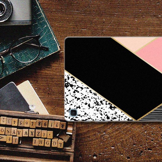 Coque arrière en Siliconen de tablette Samsung Galaxy Tab S6 Lite Personnalisez les formes Pink noir avec côtés transparents