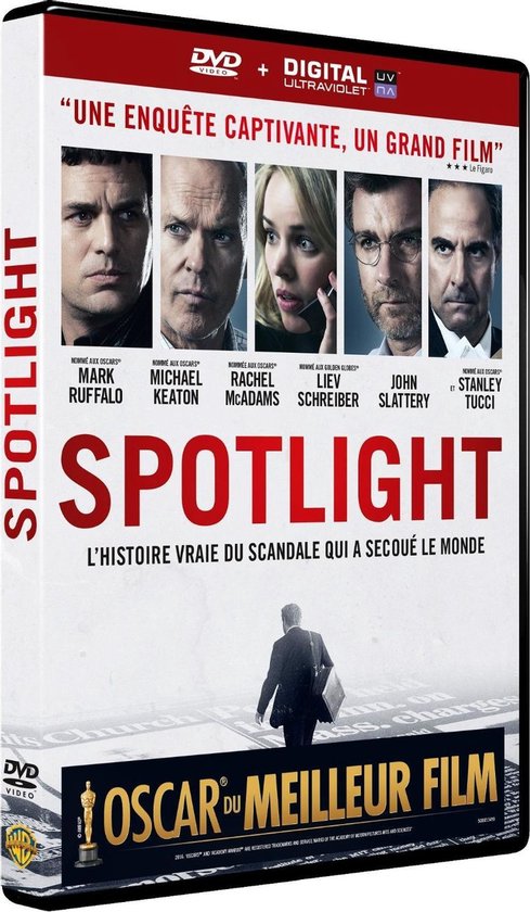 DVD-hoes met deksel. "Spotlight" logo, gouden beeldjes.