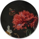 Wandcirkel close-up Stilleven met bloemen in een glazen vaas - WallCatcher | Kunststof 140 cm | Jan Davidsz. de Heem