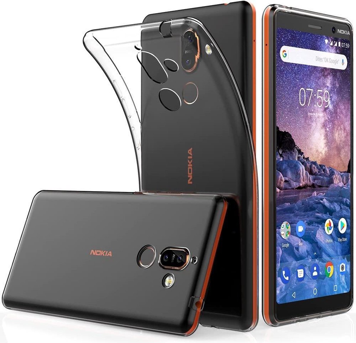 Silicone hoesje Geschikt voor: Nokia 7 Plus - transparant