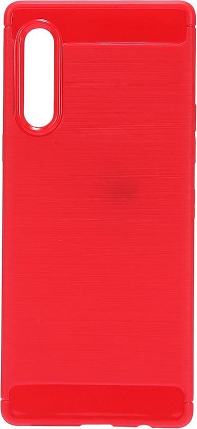 Shop4 - LG Velvet Hoesje - Zachte Back Case Brushed Carbon Rood