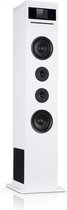 Auna Karaboom 100 speaker - Staande luidspreker met wifi en bluetooth - Zuilspeaker vloerstaand - Toren met internetradio DAB+ - 120W - Wit