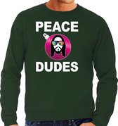 Hippie jezus Kerstbal sweater / Kersttrui peace dudes groen voor heren - Kerstkleding / Christmas outfit L