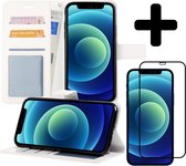 Hoes voor iPhone 12 Pro Hoesje Book Case Met Screenprotector Full Cover 3D Tempered Glass - Hoes voor iPhone 12 Pro Case Hoesje Cover - Hoes voor iPhone 12 Pro Hoes Wallet Case Hoe
