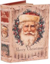 Boekenkluis decoratie boek opbergdoos 5 x 16 x 23 cm Merry Christmas Kerstman  | Dutch Style