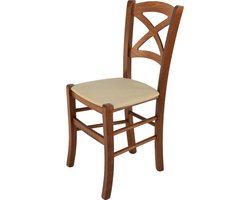 Tommychairs Cross - Eetkamerstoel - 1 Stuk - Licht Walnoot & Hennep - Stof & Hout