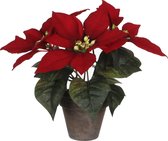 Mica Decorations Kunstplant Poinsettia 25 Cm Keramiek Rood