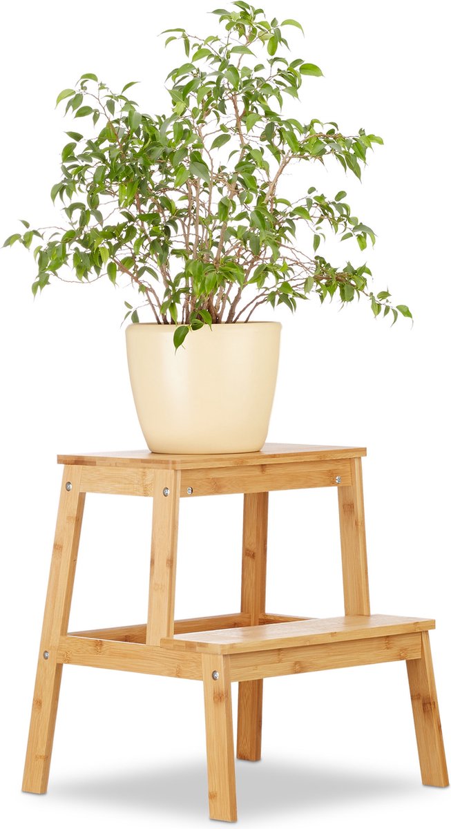 tabouret relaxdays en bois - bois de noyer - tabouret enfant - tabouret  marchepied 