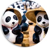 Forex Wandcirkel - Panda Beeldjes - 40x40cm Foto op Wandcirkel (met ophangsysteem)