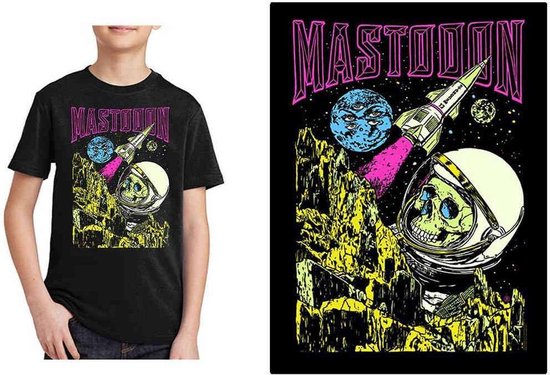 Foto: Mastodon space colorization kinder t shirt kids tm 10 jaar zwart