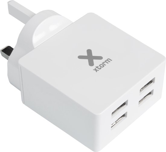 Verbinding Overzicht leerling Xtorm - USB lader met Engelse stekker - Reisstekker Engeland - 4 USB poorten  - Type G plug | bol.com