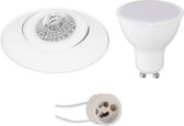 LED Spot Set - Pragmi Nivas Pro - GU10 Fitting - Inbouw Rond - Mat Wit - 8W - Natuurlijk Wit 4200K - Trimless - Kantelbaar - Ø150mm - BSE