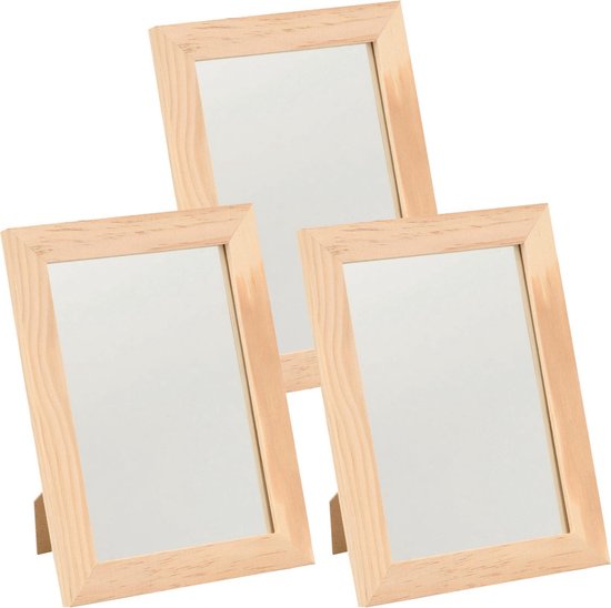 3x Houten spiegels 29 x 34,5 cm DIY hobby/knutselmateriaal -... | bol.com