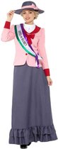 Smiffy's - Middeleeuwen & Renaissance Kostuum - Victoriaanse Suffragette Vrouwenkiesrecht Voorvechter Kostuum - Roze, Grijs - Small - Carnavalskleding - Verkleedkleding
