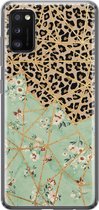 Samsung Galaxy A41 hoesje siliconen - Luipaard bloemen print - Soft Case Telefoonhoesje - Luipaardprint - Groen