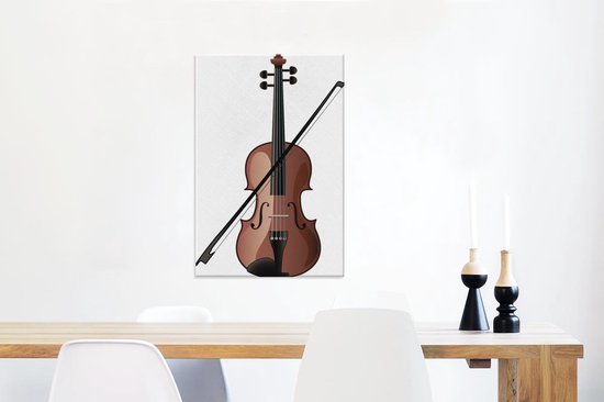 Un violon avec un archet sur feuille de musique Toile 80x60 cm