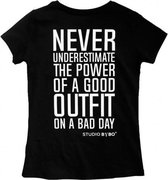 STUDIO BY BO® Meisjes T-shirt Good Outfit Zwart  | 100% GOTS gecertificeerd biologisch katoen | Maat 9-11 jaar 134-146cm | Biokatoen | Tof verpakt!