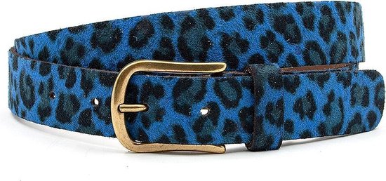 Dames ceintuur met blauwe leopard print
