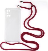 Shop4 - Oppo A52 Hoesje - Zachte Back Case met Koord Donker Rood
