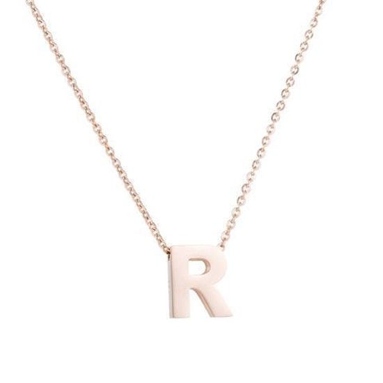 RVS letter ketting letter r staal rosékleurig 45cm 50cm