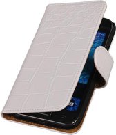 Wicked Narwal | Croco bookstyle / book case/ wallet case Hoes voor Samsung galaxy j1 2015 J100F Wit