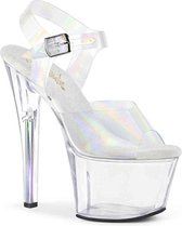 Pleaser Sandaal met enkelband, Paaldans schoenen -39 Shoes- SKY-308N-RBH Paaldans schoenen Transparant