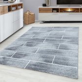 Modern Vloerkleed Fano - Flycarpets - Grijs - Geblokt - 120x170 cm