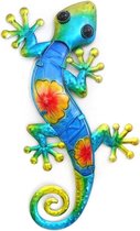 Salamander | metaal & glas | bloem | blauw | XL | 37 x 18,5cm