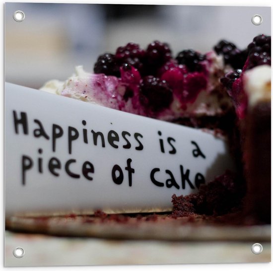 bol.com | Tuinposter – Taart met Tekst Happiness is a Piece of Cake -  50x50cm Foto op...