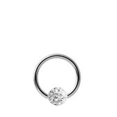 Lucardi Dames Helixpiercing ring met kristal - Piercing - Cadeau - Staal - Zilverkleurig