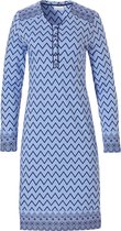 Blauw nachthemd met knoopjes en lange mouwen 'soft & pure patterned lines'