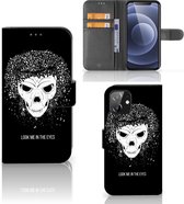 Bookstyle Case iPhone 12 | 12 Pro (6.1") Telefoonhoesje met Tekst Skull Hair