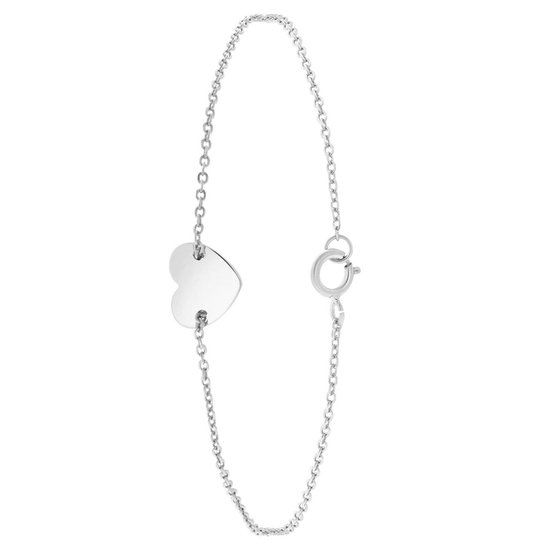 Lucardi Dames Armband graveer hart - Echt Zilver - Armband - Cadeau - 19 cm - Zilverkleurig