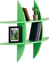 Relaxdays wandbox rond met 6 vakken - origineel design - wandboard - 17 cm diep - wandkast - groen